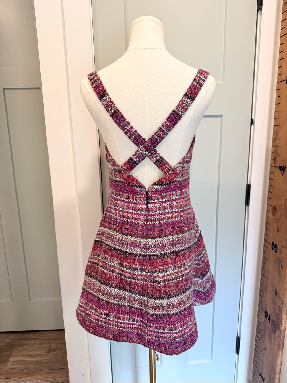 NBD Luce Dress Revolve Pinafore Tweed Boucle Fit Flare Medium - Picture 3 of 7
